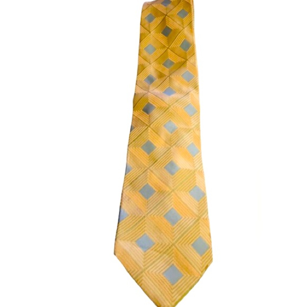 Ted Baker London Pale Yellow w Lt Green and Silver Diamond Design Sm Wear PGC